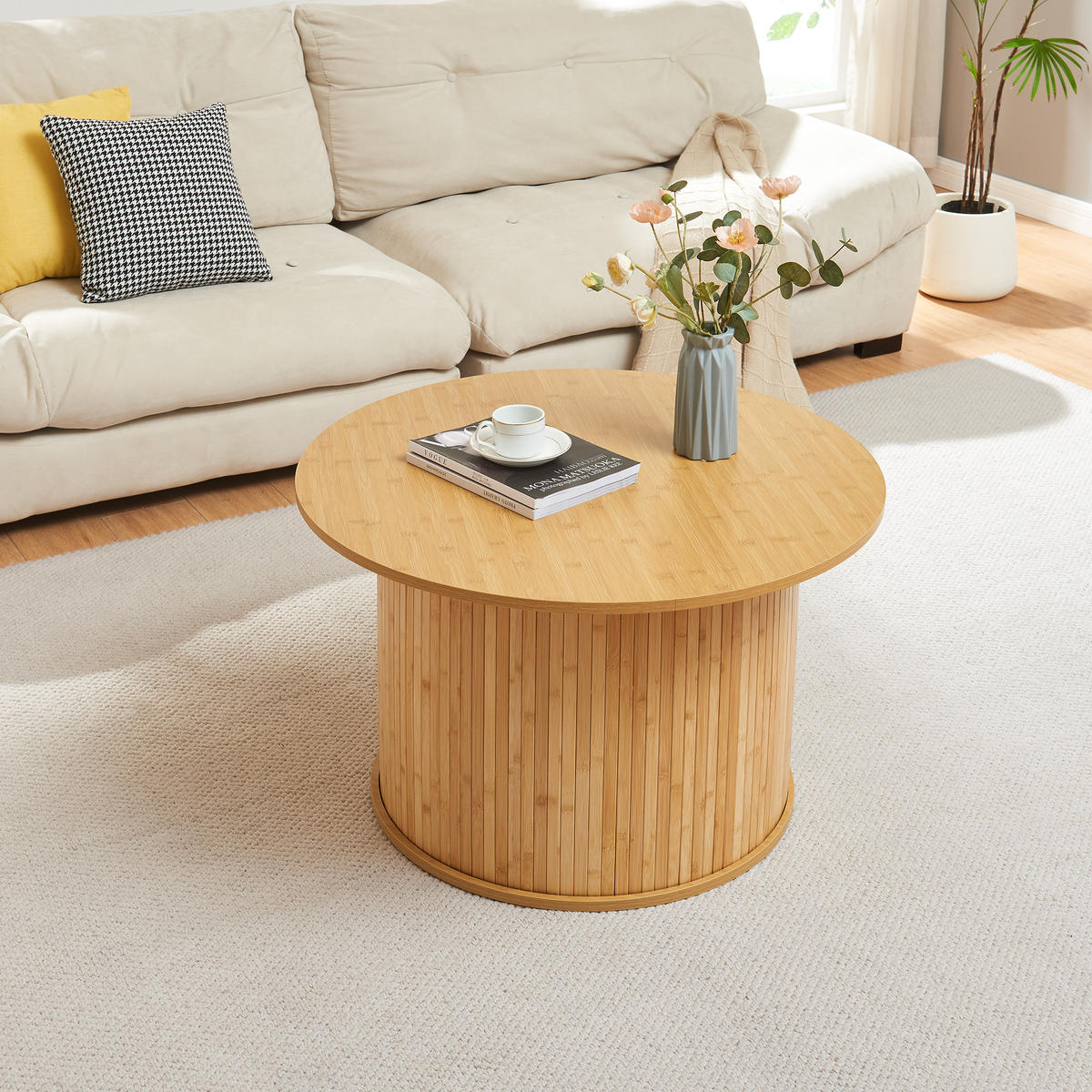 COUCHTISCH Ledepid 48/80 cm - Naturfarben, Holz/Holzwerkstoff (80/80/48cm) - [en.casa]