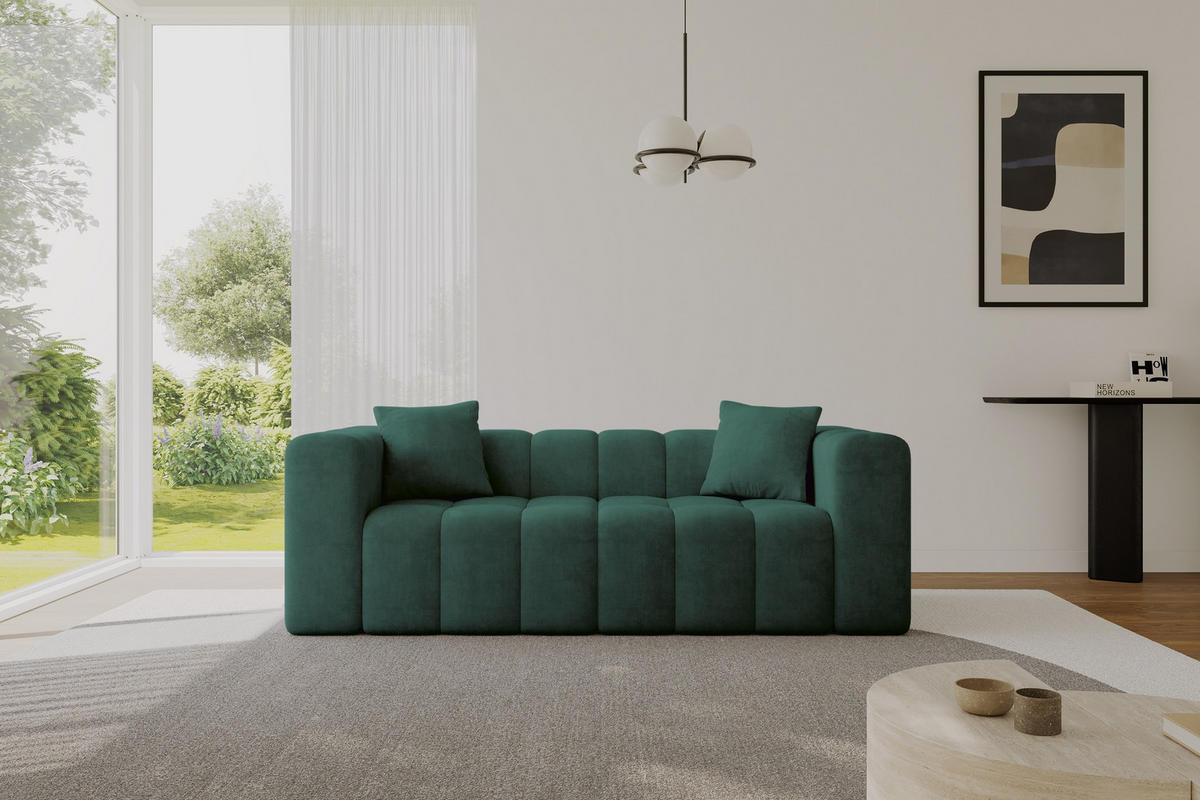 SOFA 2-Sitzer DONY-2 232x90x71 cm Grün Samt - Jadegrün/Schwarz, Holzwerkstoff/Kunststoff (232/71/90cm) - ALTDECOR