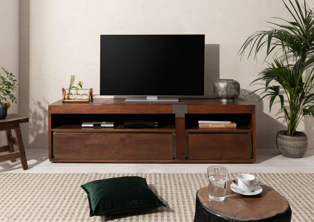 TV-BOARD Mango 180x48x55 braun lackiert Amsterdam #25 - Braun, Holz (180/55/48cm) - Massivmoebel24