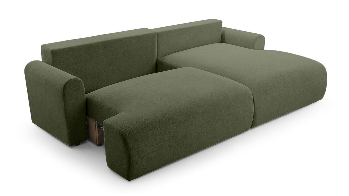 ECKSOFA mit Schlaffunktion Bordon, Dunkelgrün - Dunkelgrün, Textil (150/260cm) - Fedve