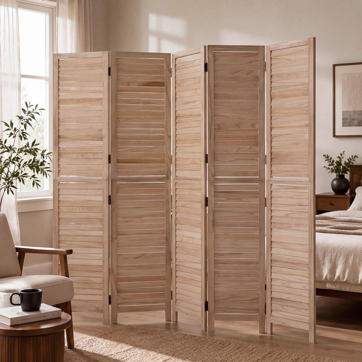 PARAVENT C30B Beige - Beige, Holz (202/180/10cm) - MCW