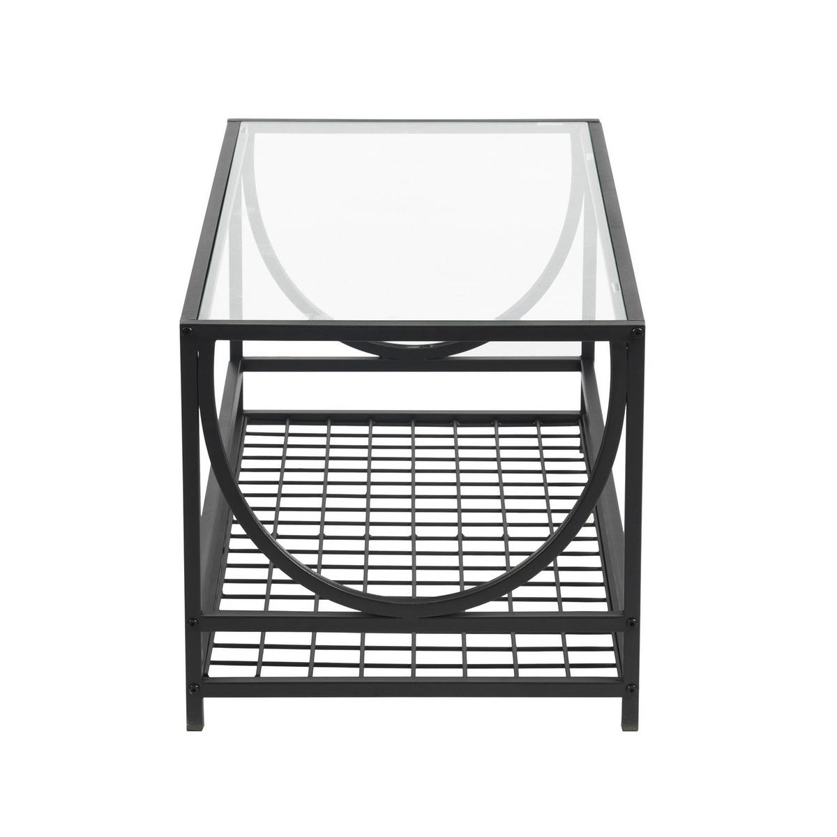 COUCHTISCH rechteckig Glas Schwarz - Weiß, Glas/Metall (90/45/42cm) - Urban Meuble