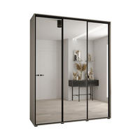 SCHWEBETÜRENSCHRANK 235,2/200/45 3-türig - Kaschmir/Schwarz, Holz/Metall (200/235.2/45cm) - MÖBEL KRYSPOL