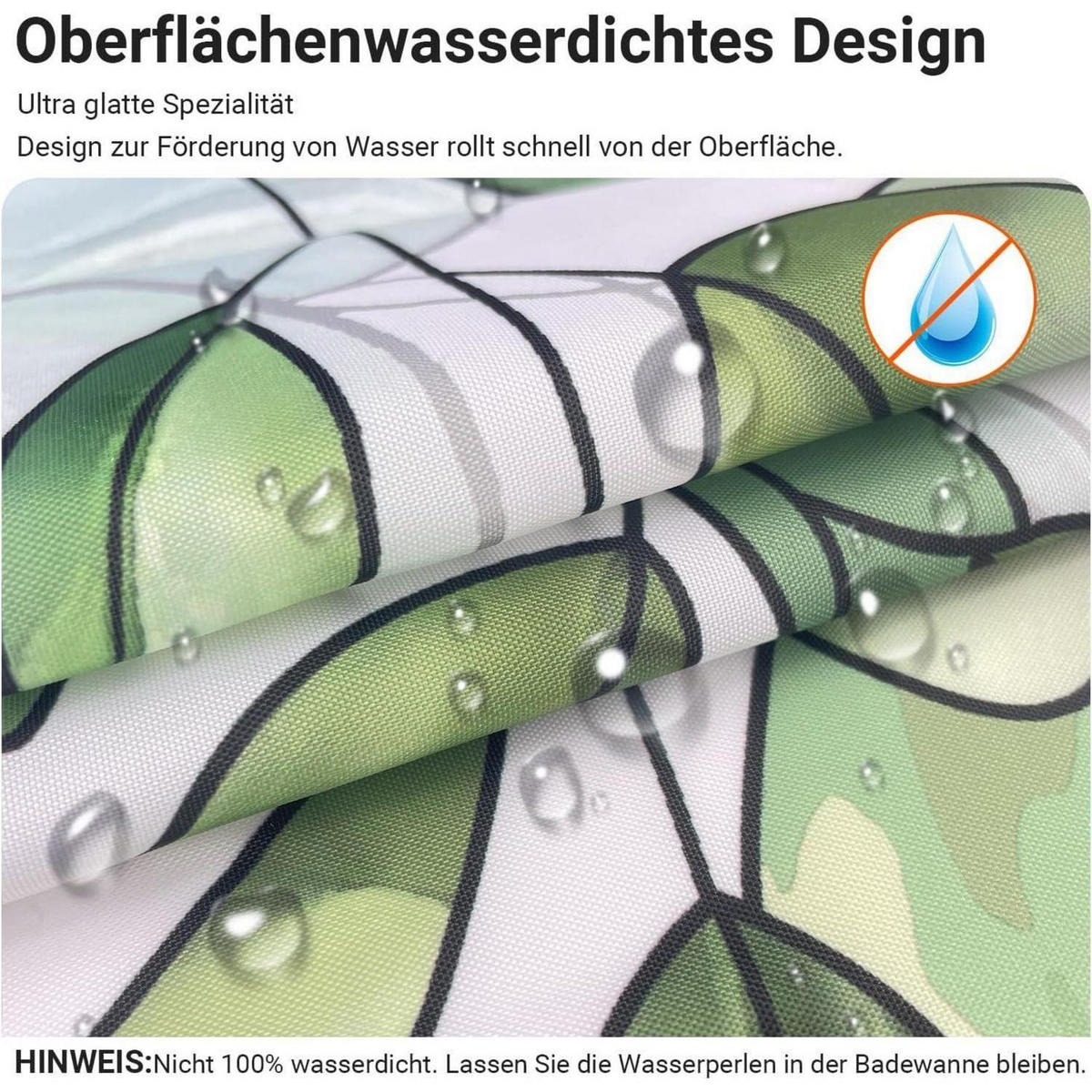 DUSCHVORHANG Grün Blätter 100 x 180 cm - Grün, Textil (100/180cm)