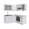 ECKKÜCHE Fame-Line Weiß Landhaus/Weiß 160 x 190 cm, AP Marmor - Creme/Weiß, Holzwerkstoff (190/81.6/60cm) - Vicco