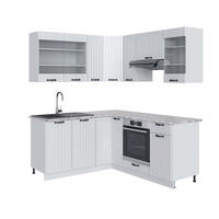 ECKKÜCHE Fame-Line Weiß Landhaus/Weiß 160 x 190 cm, AP Marmor - Creme/Weiß, Holzwerkstoff (190/81.6/60cm) - Vicco
