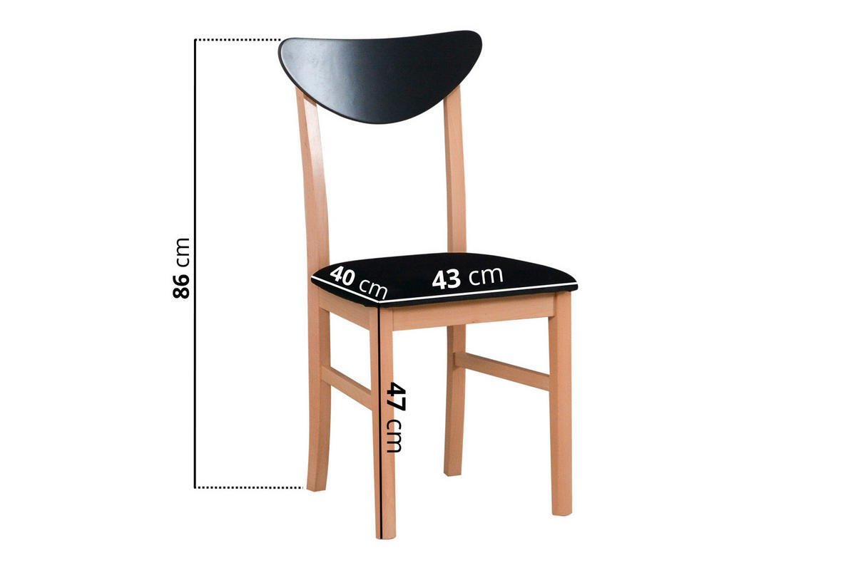 STUHL 2er Set Leo 2, Buchefarben - Buchefarben/Schwarz, Holz (43/86/40cm) - Leaf Design