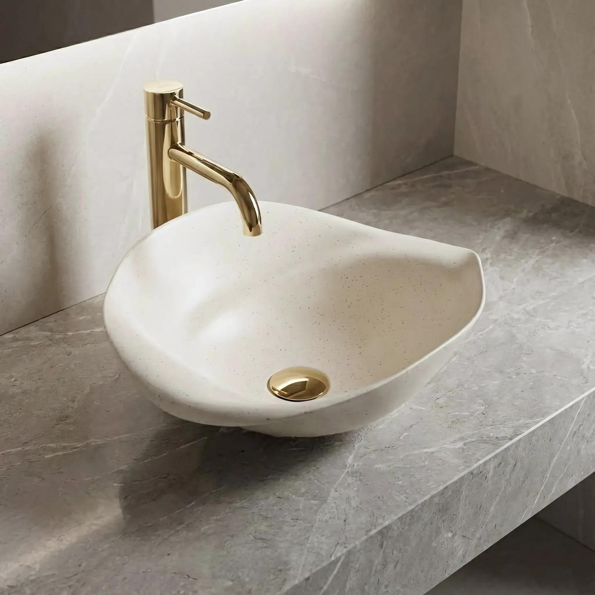 AUFSATZWASCHBECKEN Rea Hm-34b Handmade Art - Beige, Keramik (39/16/40cm) - REA