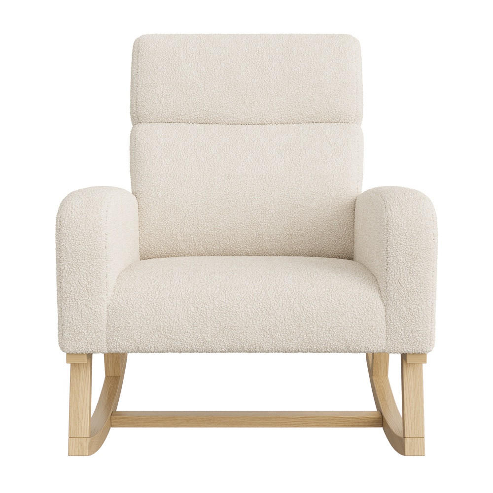 SCHAUKELSTUHL mit Armlehnen - Relaxsessel mit praktischer Seitentasche - Beige - Beige, Textil (69.2/87/78.5cm) - DELFA