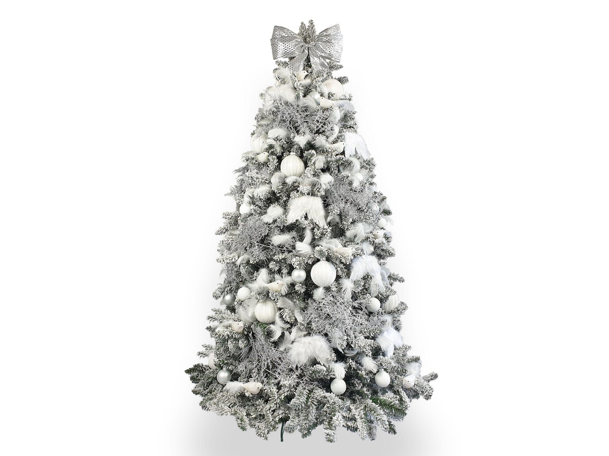 LAALU WEIHNACHTSBAUM geschmückt künstlich mit 120 Ornamenten SNOW QUEEN 240 cm Baum mit Ständer und Weihnachtsschmuck - Silberfarben/Weiß, Kunststoff (240cm) - LAALU