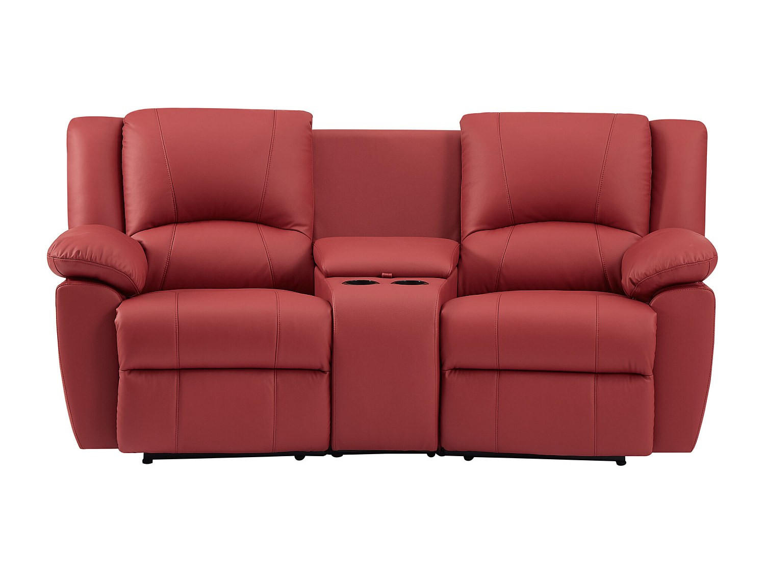 RELAXSOFA - 2 Personen - leder - rot Aroma - Rot, Leder (201/97/95cm) - Vente-Unique