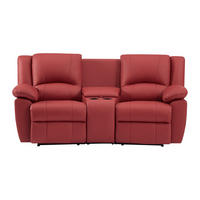 RELAXSOFA - 2 Personen - leder - rot Aroma - Rot, Leder (201/97/95cm) - Vente-Unique