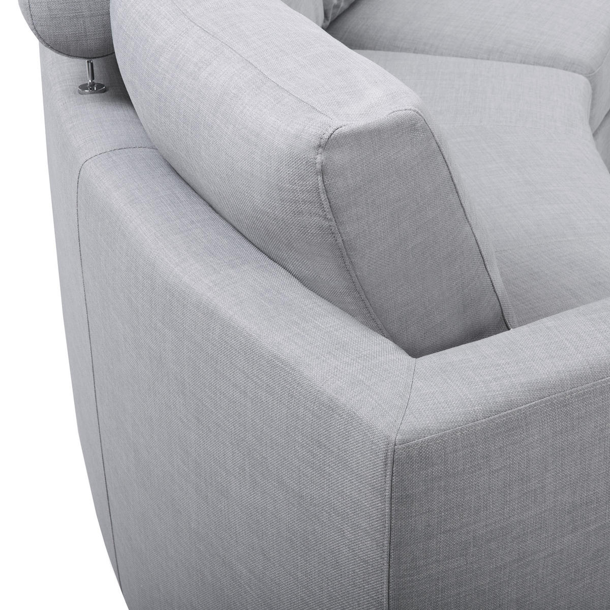 7-SITZER-SOFA mit Ottomane Polyester Grau Rotunde - Grau, Textil (448/76/236cm) - Beliani