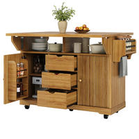 KÜCHENINSEL Mit Ausklappbaren Tischverlängerungen, Für Küche Und Esszimmer, 142,5/80/95 cm - Dunkelbraun, Holzwerkstoff (80/95/142.5cm) - Rolipo