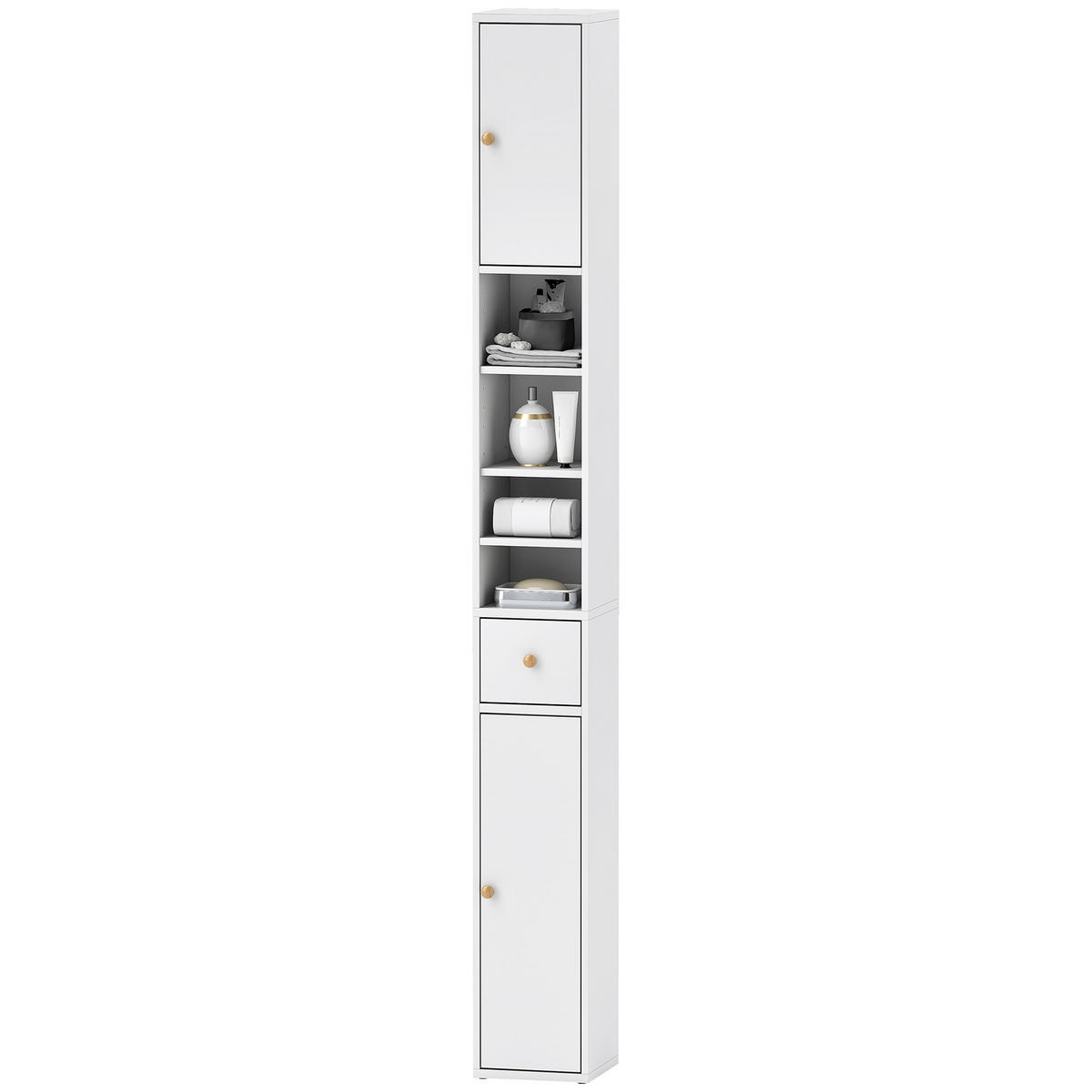 HOCHSCHRANK DE-08541 hoch & schlank mit offenen Weiß - Weiß, Holzwerkstoff (20/178/20cm) - ComfortXL