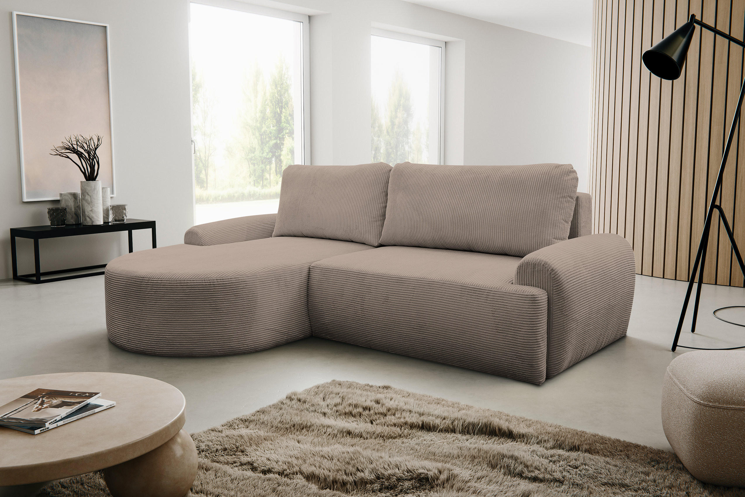 Thumbnail - Venasi Möbel Ecksofa, Dunkelgrau, Textil, L-Form, 274x142 cm, Wohnzimmer, Sofas & Couches, Wohnlandschaften, Ecksofas