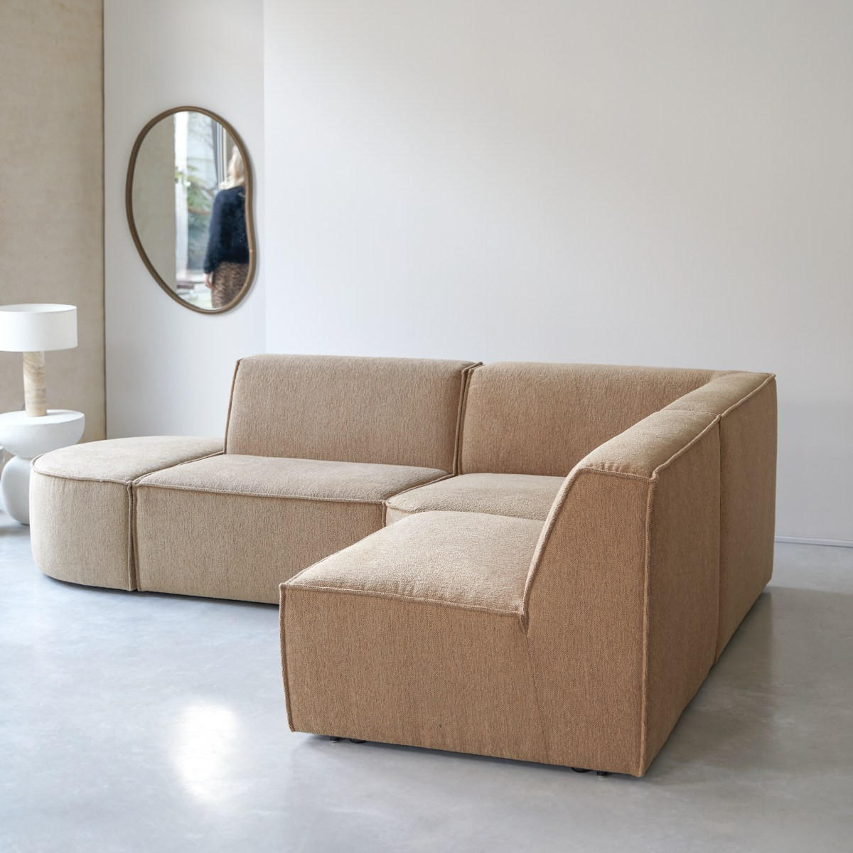 SOFA Dario Braun aus Stoff - Braun, Textil (259/198cm) - Tikamoon