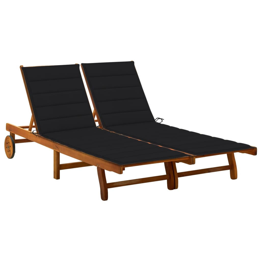 2-PERSONEN-SONNENLIEGE mit Auflagen Akazie Massivholz - Schwarz, Holz (200/76/200cm) - furnicato