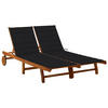 2-PERSONEN-SONNENLIEGE mit Auflagen Akazie Massivholz - Schwarz, Holz (200/76/200cm) - furnicato