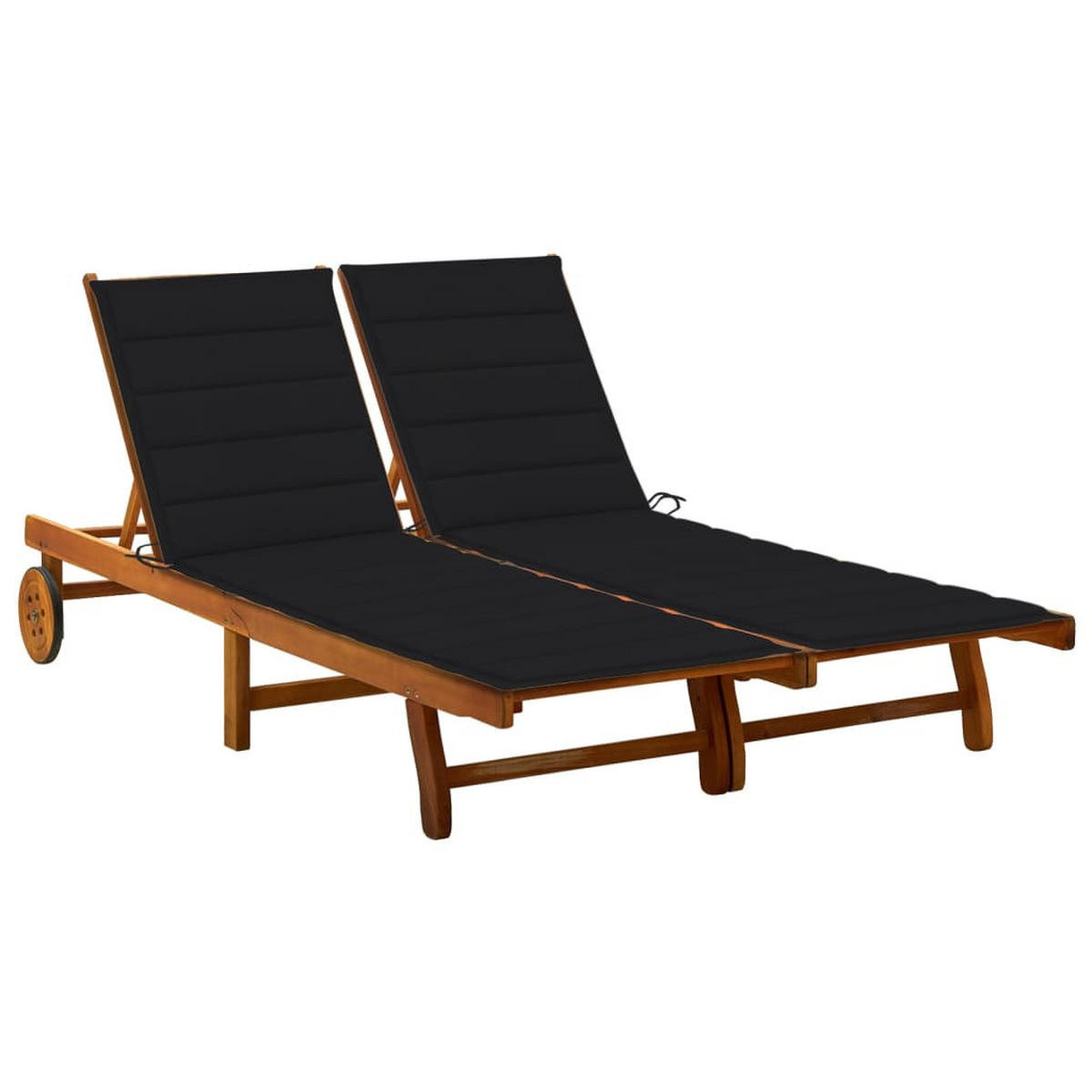 2-PERSONEN-SONNENLIEGE mit Auflagen Akazie Massivholz - Schwarz, Holz (200/76/200cm) - furnicato