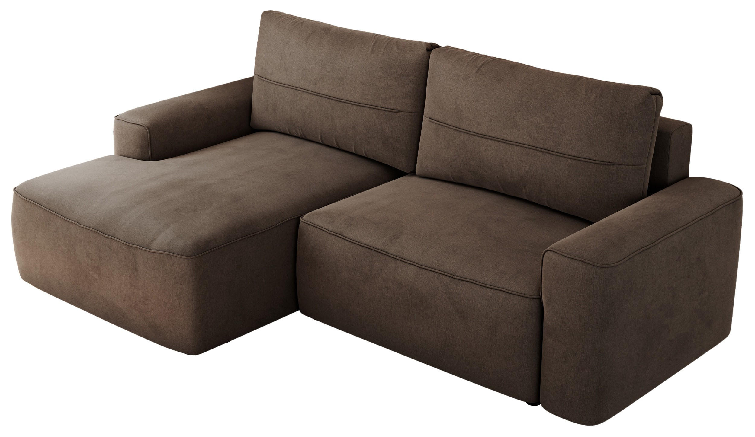 ECKSOFA BELLUNO L Braun Velvet - Links - Schwarz/Braun, Textil (144/233cm) - MKS