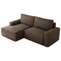 ECKSOFA BELLUNO L Braun Velvet - Links - Schwarz/Braun, Textil (144/233cm) - MKS