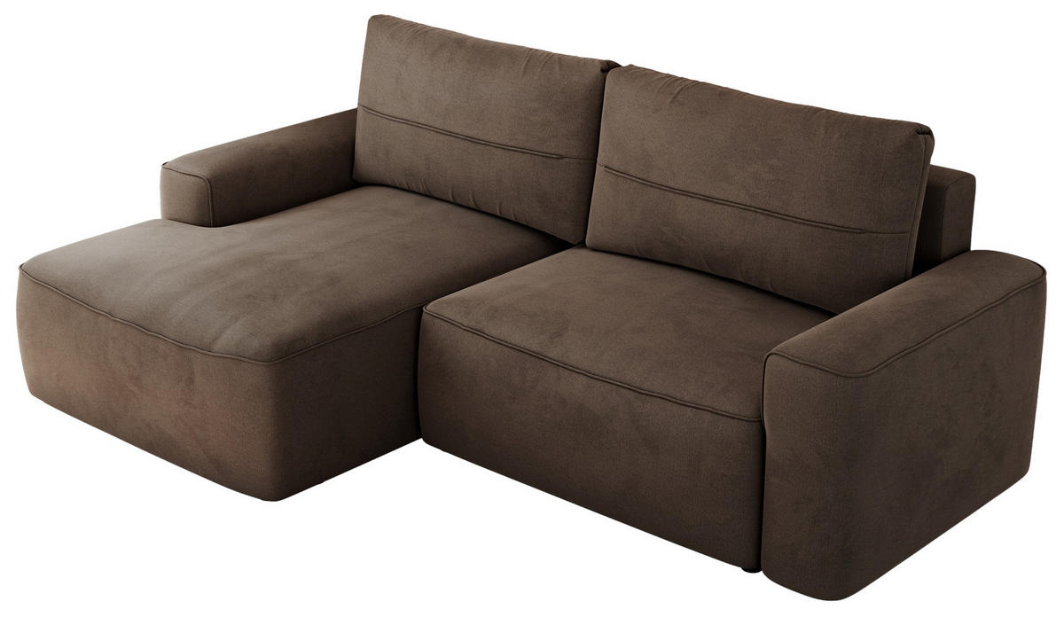 ECKSOFA BELLUNO L Braun Velvet - Links - Schwarz/Braun, Textil (144/233cm) - MKS