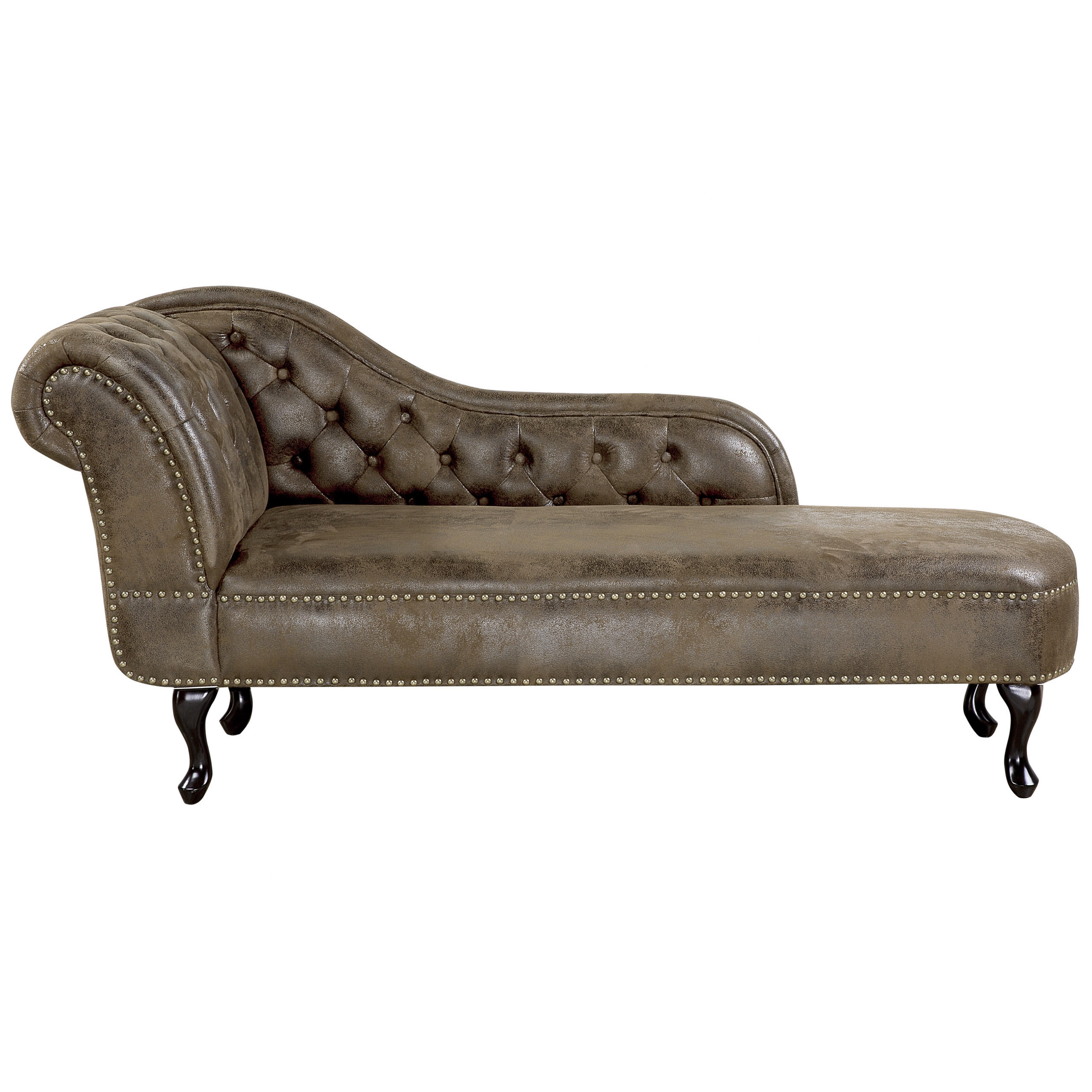 CHAISELONGUE Kunstwildleder braun linksseitig Nimes - Schwarz/Braun, Kunststoff (170/79/61cm) - Beliani