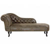 CHAISELONGUE Kunstwildleder braun linksseitig Nimes - Schwarz/Braun, Kunststoff (170/79/61cm) - Beliani