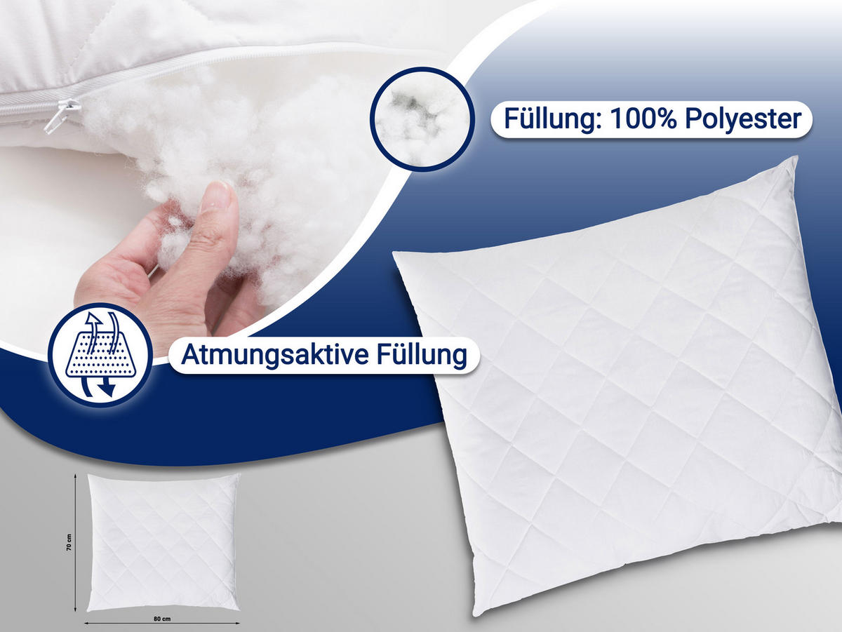 KISSEN, 70x80 cm, 50% Polyester, 50% Baumwolle, Weiß - Weiß, Textil (70/80cm) - Zollner