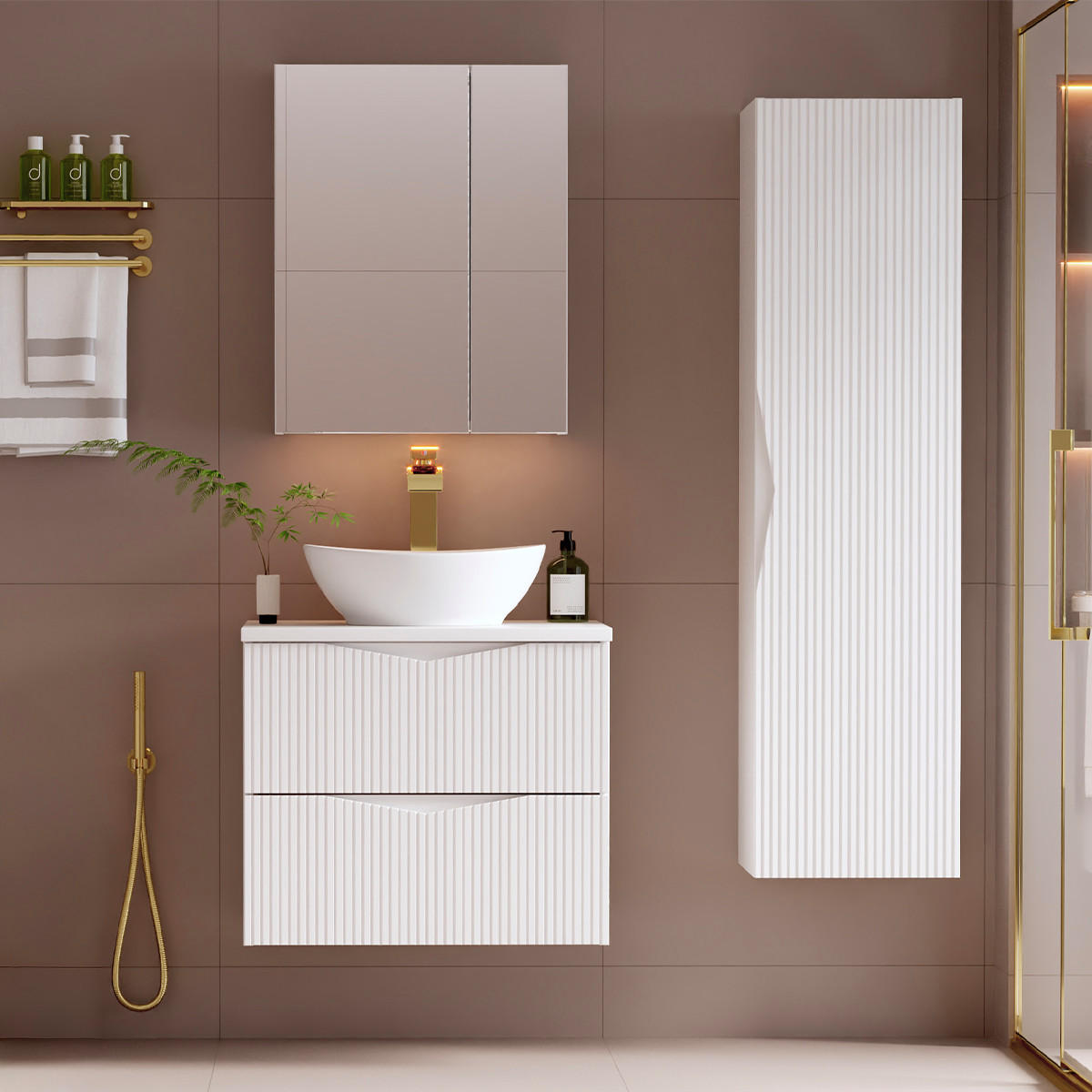 BADMÖBEL Tao 2er-Set Weiß - Weiß, Holzwerkstoff (60.6/50/45.8cm) - Petits-meubles