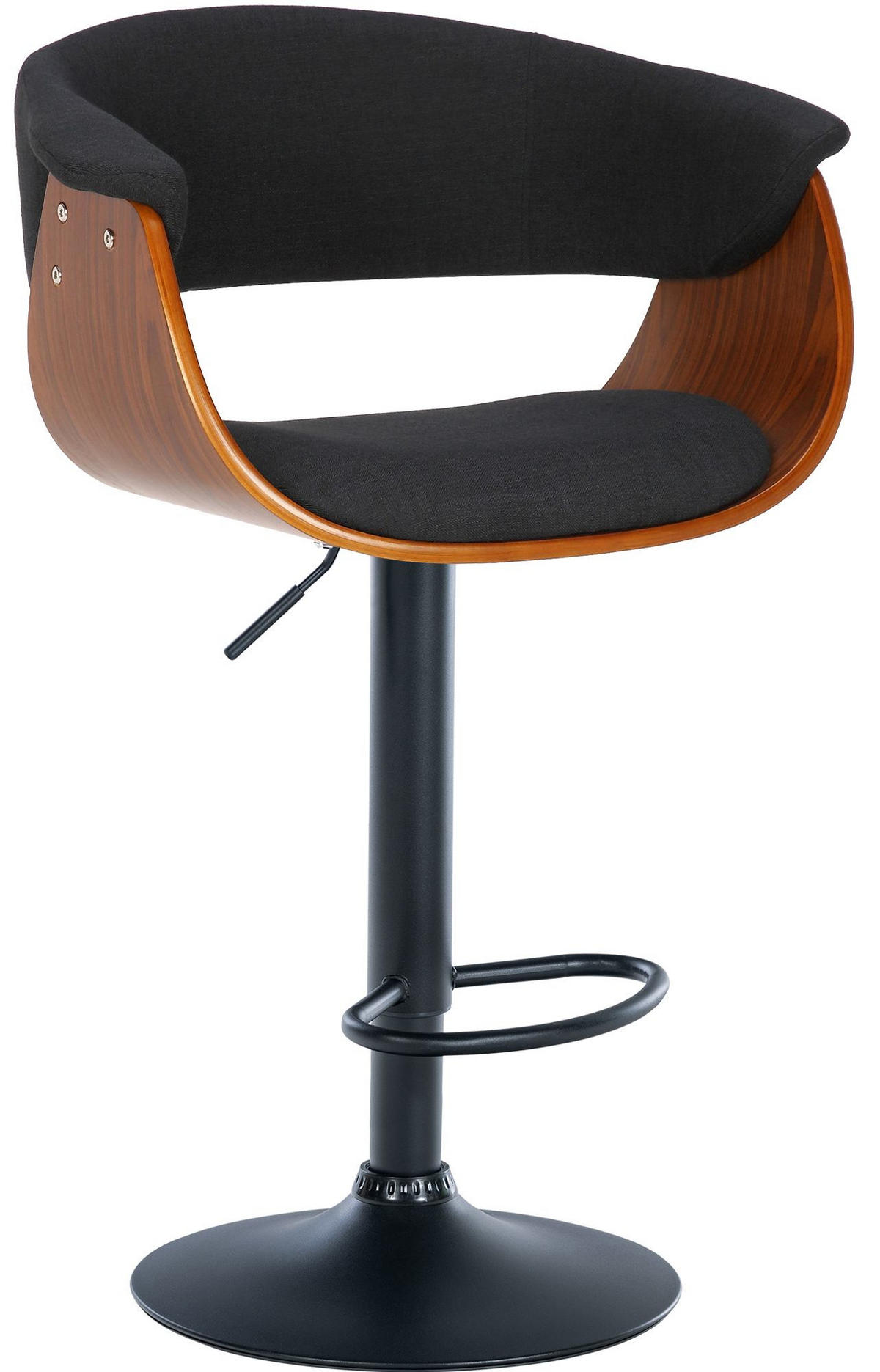 BARHOCKER Stoff walnuss/schwarz - Walnussfarben/Schwarz, Textil/Metall (60/90/51cm) - CLP