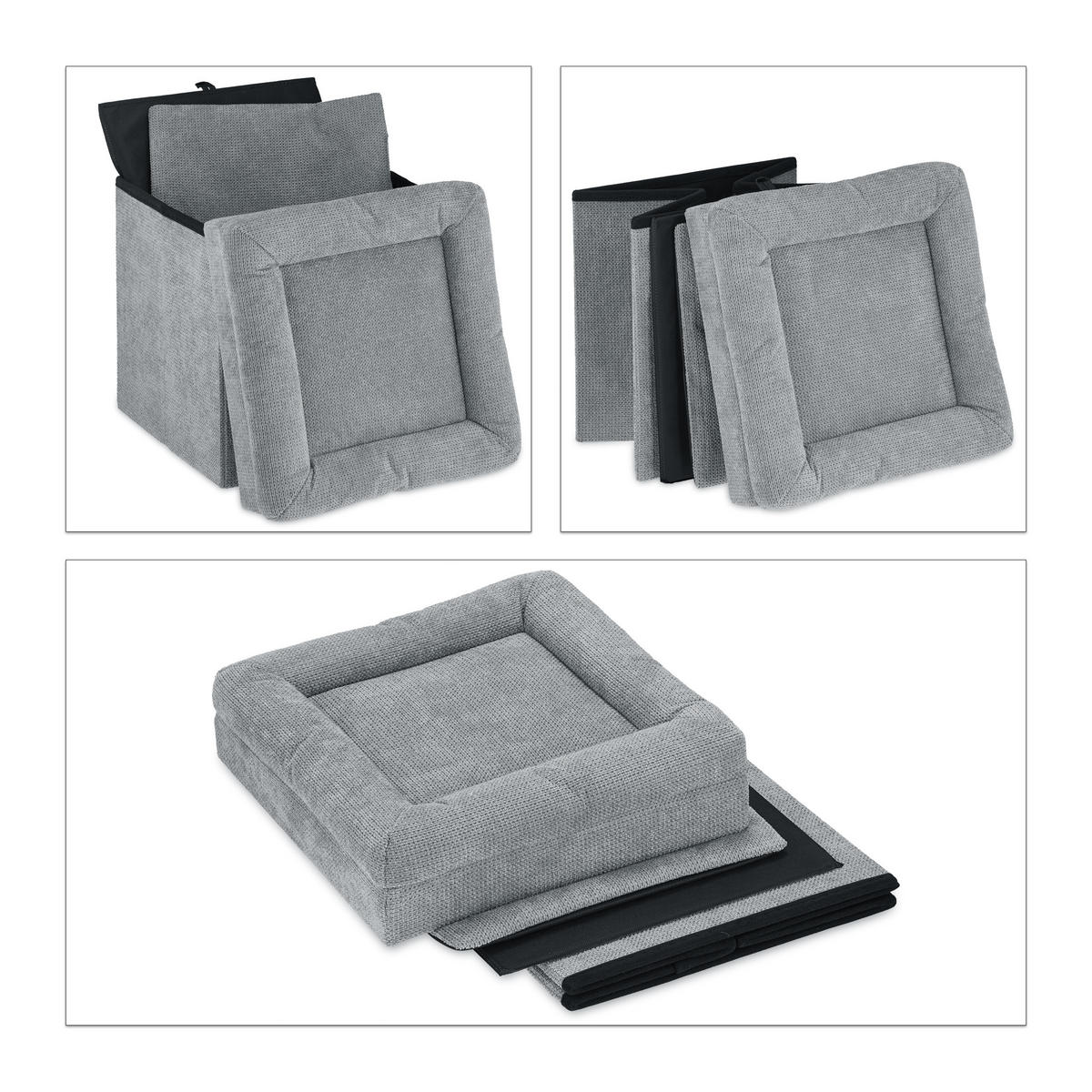 KATZENHÖHLE - Grau, Holzwerkstoff/Textil (38/42/38cm) - Relaxdays