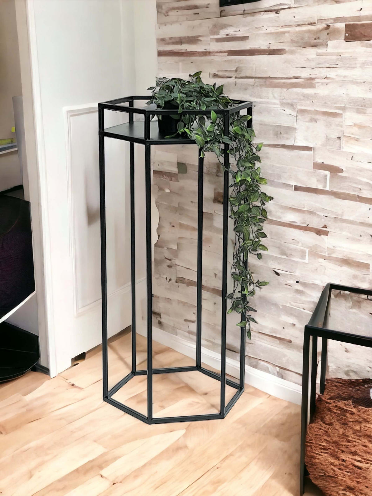 BLUMENHOCKER Metall Schwarz 6eck 70 cm - Schwarz, Metall (35/70/30cm) - DanDiBo