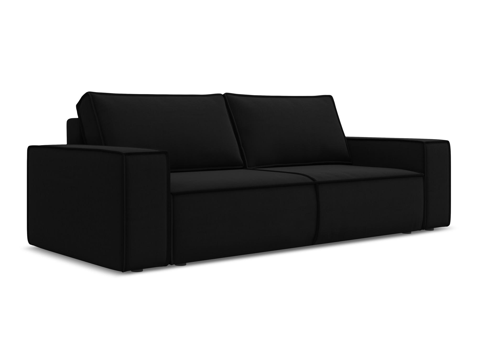 3-SITZER SOFA mit Schlaffunktion Samt Stoff Schwarz - Schwarz, Kunststoff/Textil (255/85/105cm) - Makamii