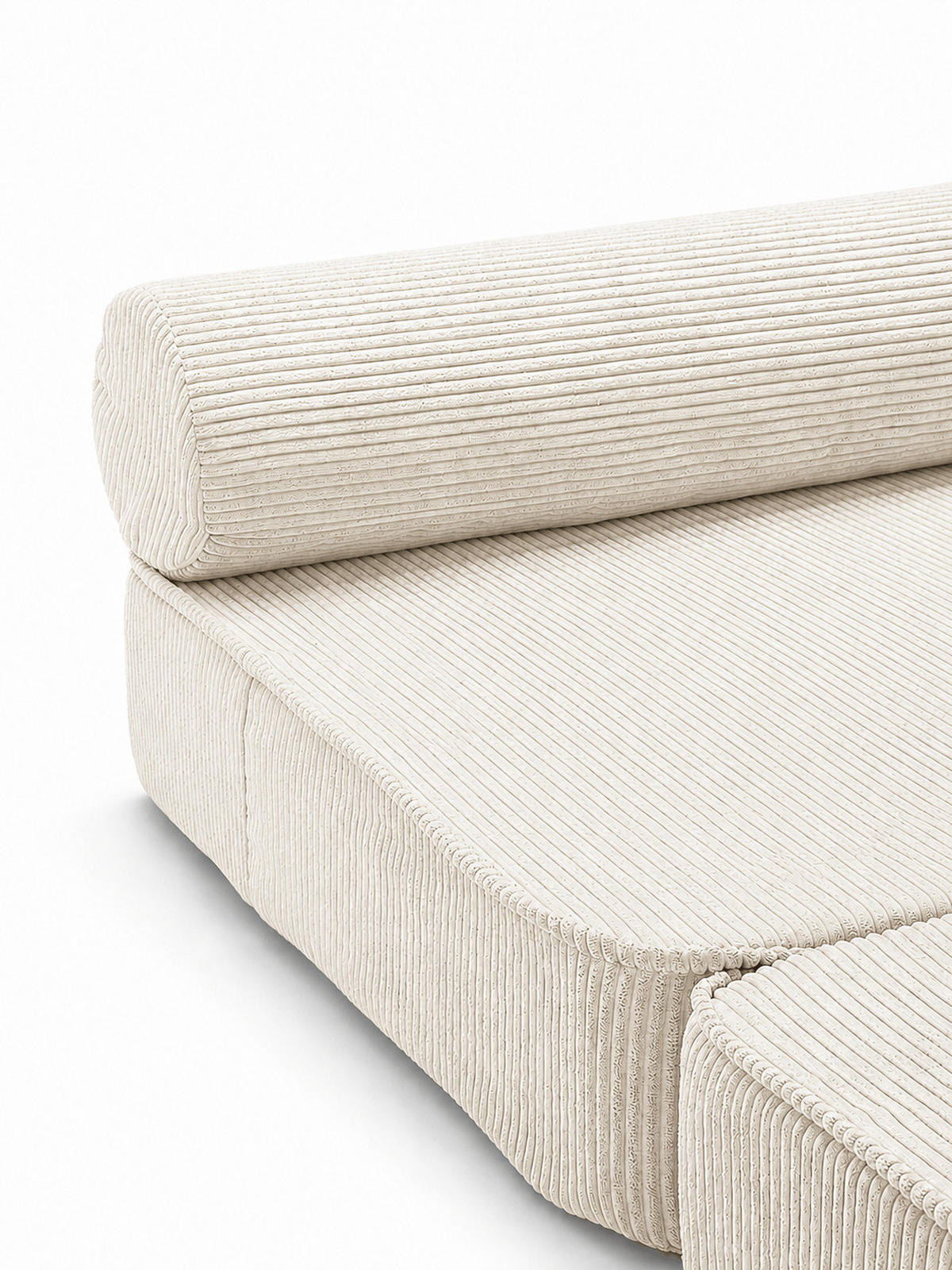 SCHLAFSESSEL ausklappbar, modularer Bodensessel mit Rückenrolle in Creme - Creme, Textil (80/62/95cm) - SURB