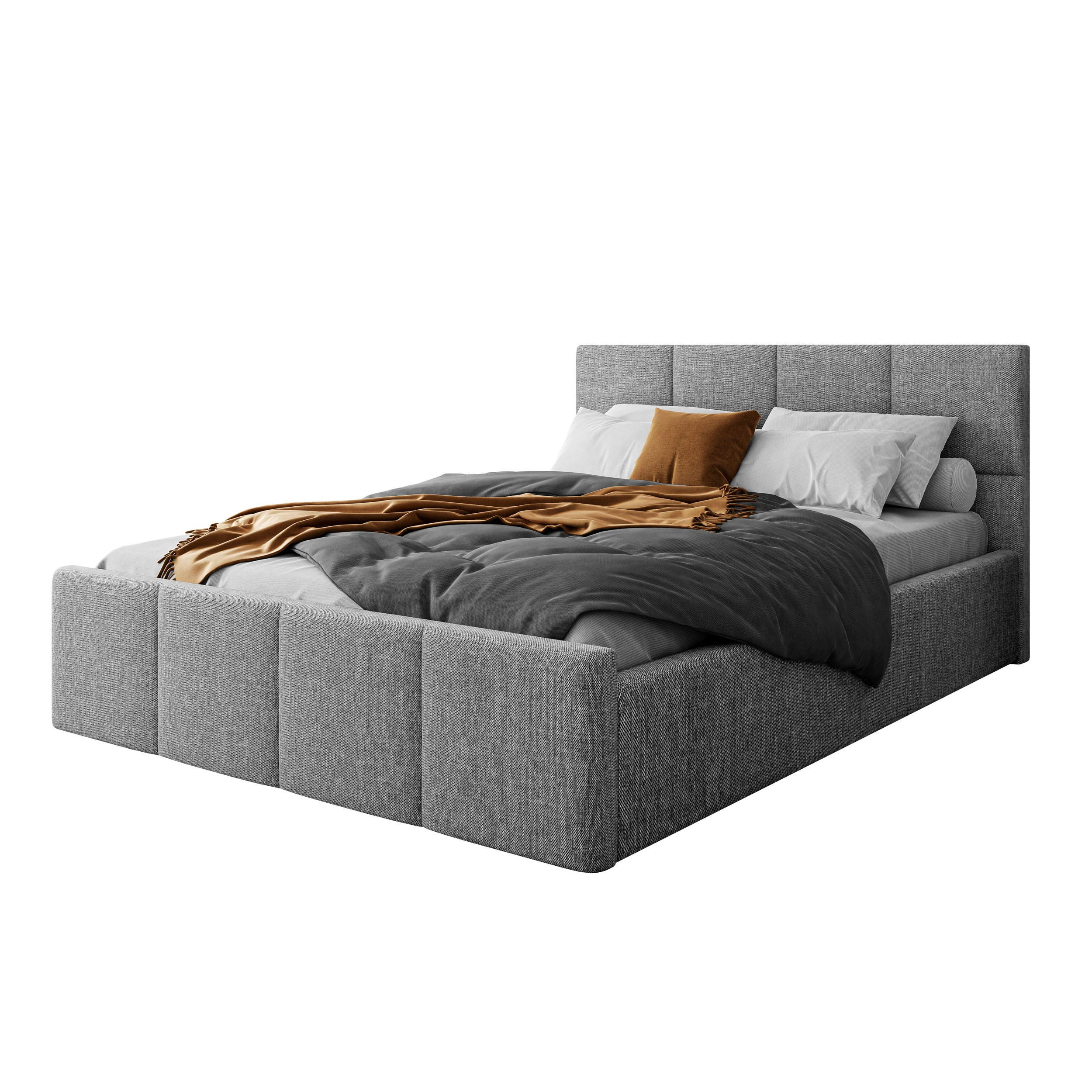 POLSTERBETT AVA 160x200 cm Inari 91, 34 Holzlatten, Kopfteil 91 cm - Grau, Textil (160/200cm) - Lookway