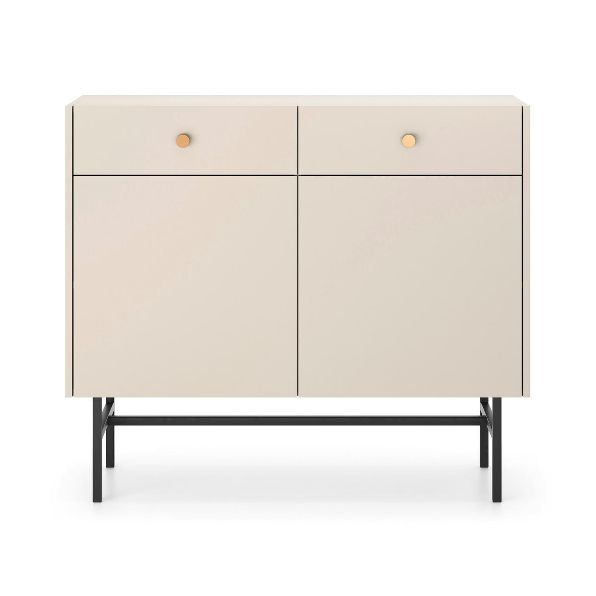 KOMMODE Dalia mit 2 Türen und 2 Schubladen, 104 cm, Kaschmir - Kaschmir/Schwarz, Holzwerkstoff/Metall (104/84/39cm) - Beautysofa