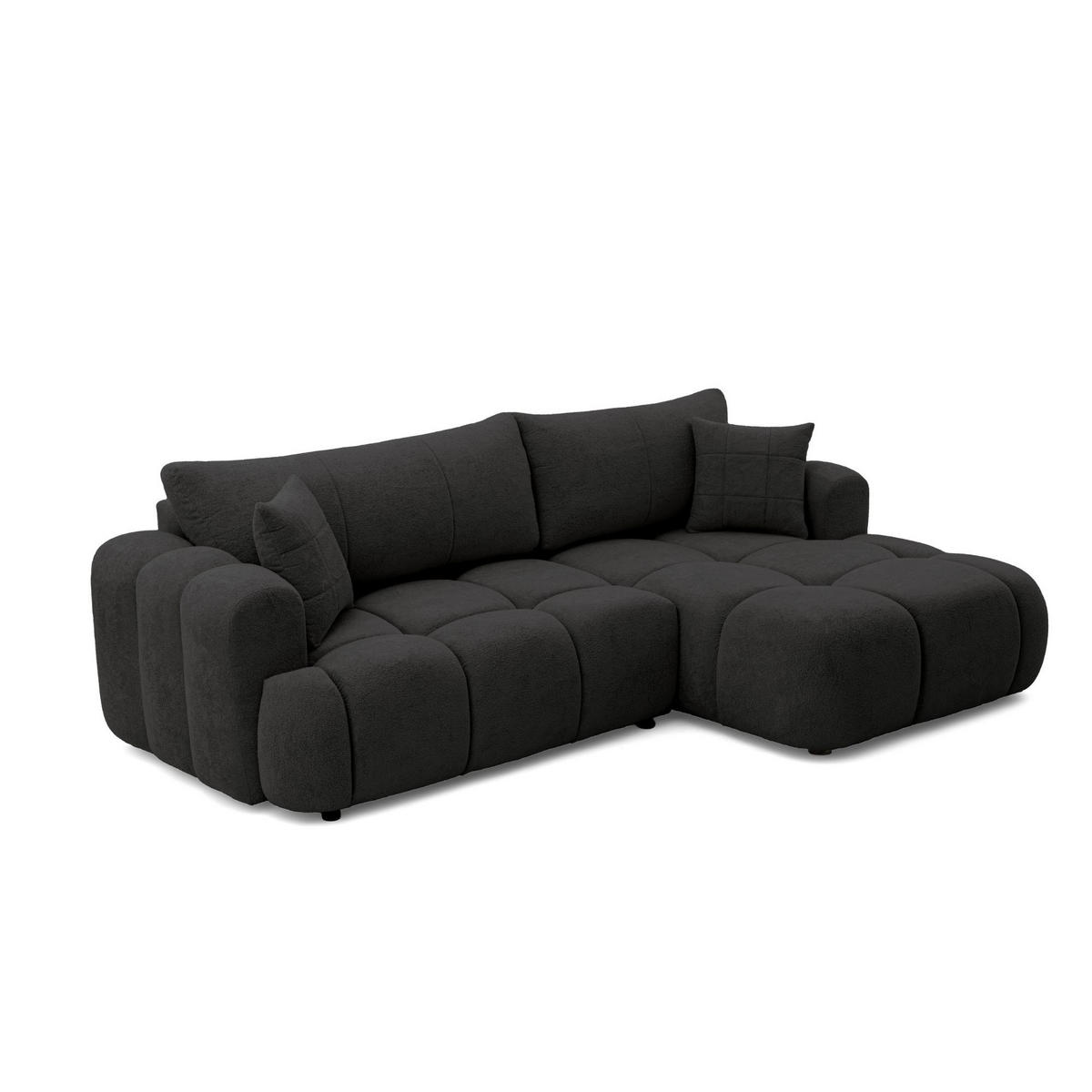 ECKSOFA CALM L Rechts mit Schlaffunktion 140x215 Webstoff schwarz - Schwarz, Holz/Kunststoff (151/261cm) - Muffo