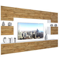 WOHNZIMMERWAND Schrankwand mit LED Wotan-Eiche - Braun, Holz (300/180/36cm) - B BELINI GROUP