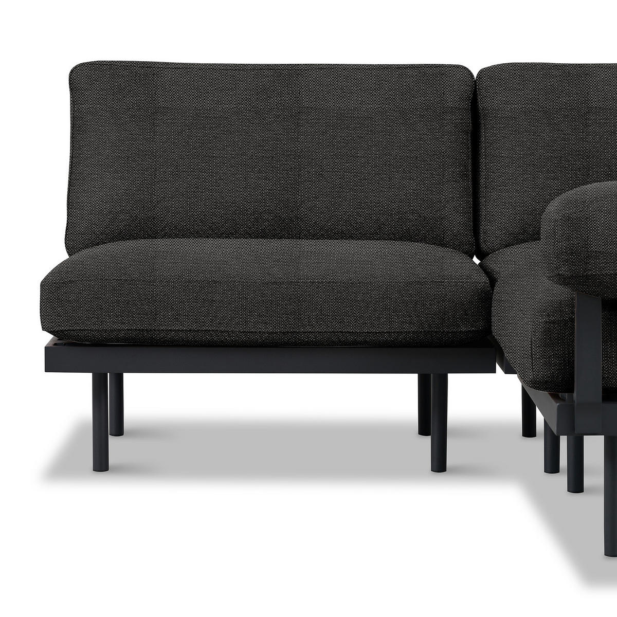 OUTDOOR-ECKSOFA - Schwarz, Textil/Metall (172/80/186cm) - home24