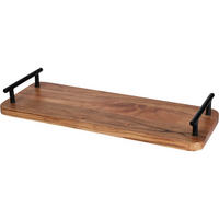 SERVIERTABLETT aus Akazienholz mit Metallgriffen Braun 40/15/5 cm - Braun, Holz (15/5/40cm) - Home Styling Collection
