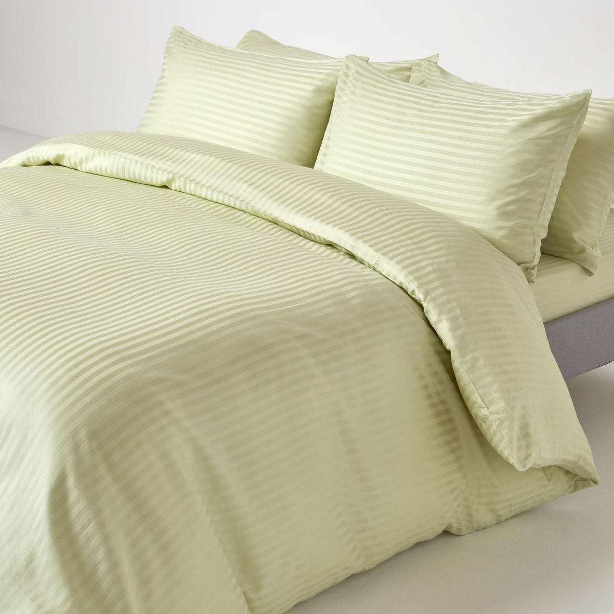 SPANNBETTLAKEN Damast gestreift, 100% Ägyptische Baumwolle - Grün, Textil (180/200cm) - Homescapes