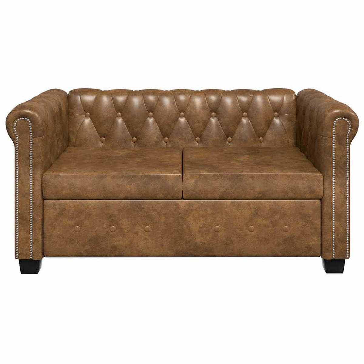 CHESTERFIELD-SOFA -Sitzer Und 3-Sitzer Braun - Braun, Leder (145.5/70/76cm) - vidaXL