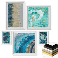 WANDBILDER 5er-Set - 50x50 cm & 20x30 cm & 40x60 cm Weißer Rahmen - Wilde Landschaften, Berge, Hirsche - Weiß, Kunststoff (40/60cm) - ArtPrintCave