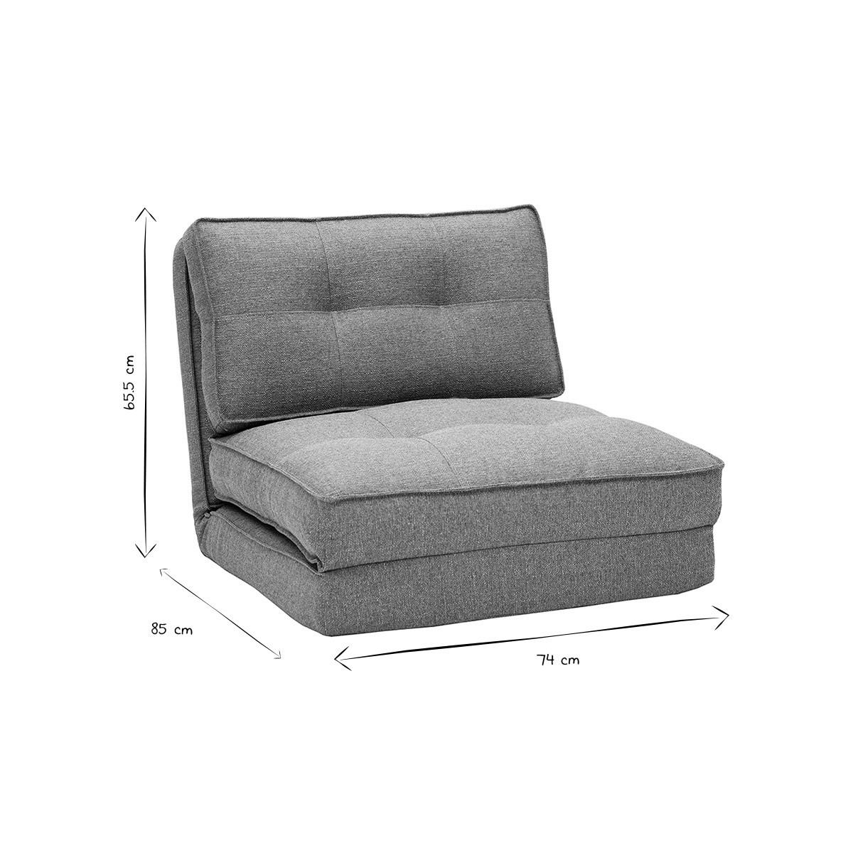 SCHLAFSESSEL Grau SALLY - Grau, Textil (85/65.5/74cm) - Miliboo