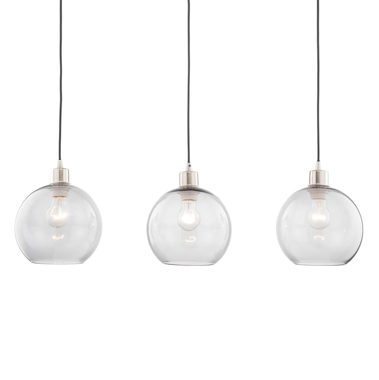 PENDELLEUCHTE - Eisen / Glas, 3-flammig - Silberfarben, Glas (20/81/150cm) - home24