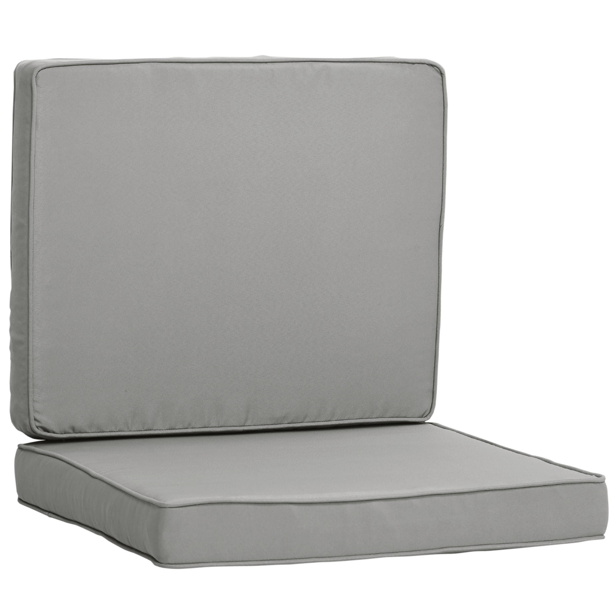 SITZKISSEN 2er-Set 56 x 52 cm - Hellgrau, Kunststoff (52/7/56cm) - Outsunny