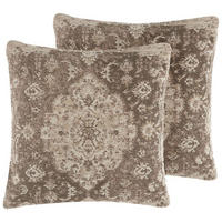 DEKOKISSEN 2er-Set Hellbraun 45/45 cm Mimisal - Hellbraun, Naturmaterialien/Textil (45/45cm) - Beliani