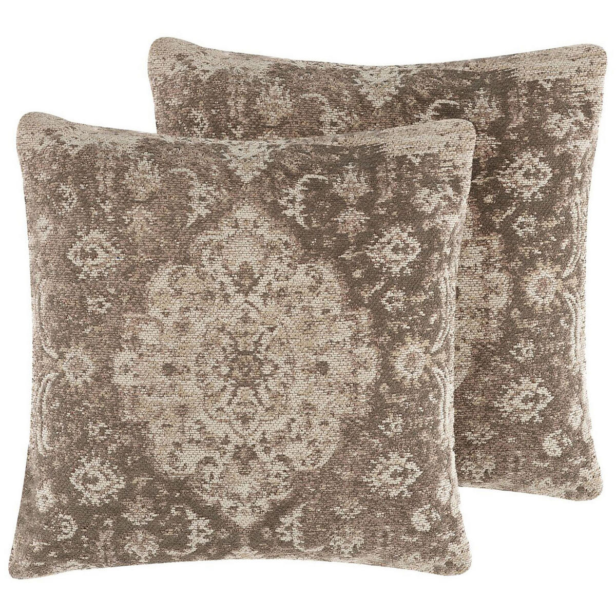 DEKOKISSEN 2er-Set Hellbraun 45/45 cm Mimisal - Hellbraun, Naturmaterialien/Textil (45/45cm) - Beliani